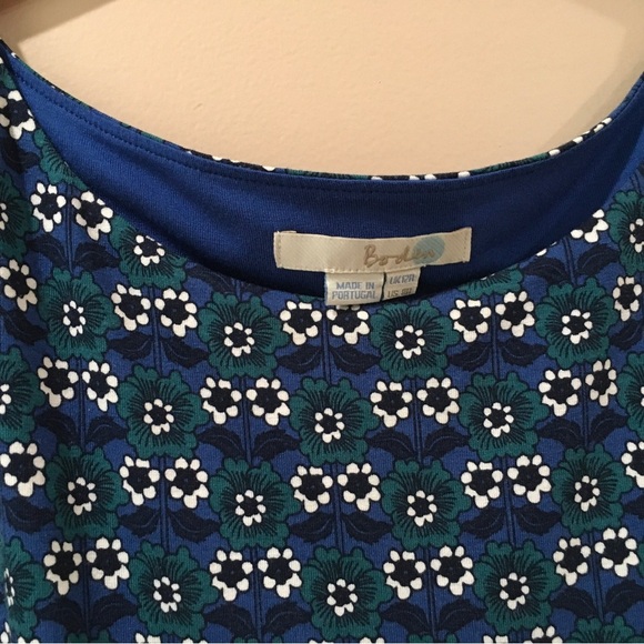 Boden Women’s 8 Jersey Sheath Dress Floral Printed Blue Green Stretch Feminine - Picture 5 of 5